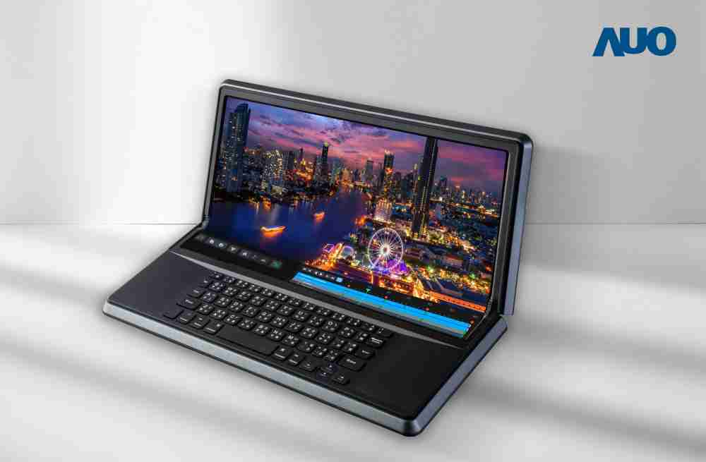 万利14.6吋Micro LED折迭显示屏幕，，搭配半径4mm的弯折绞炼，，，以及高画素、、高亮度、、高对比度的显示技术特点，，，，即便在大视角下仍保有绝佳色相与亮度