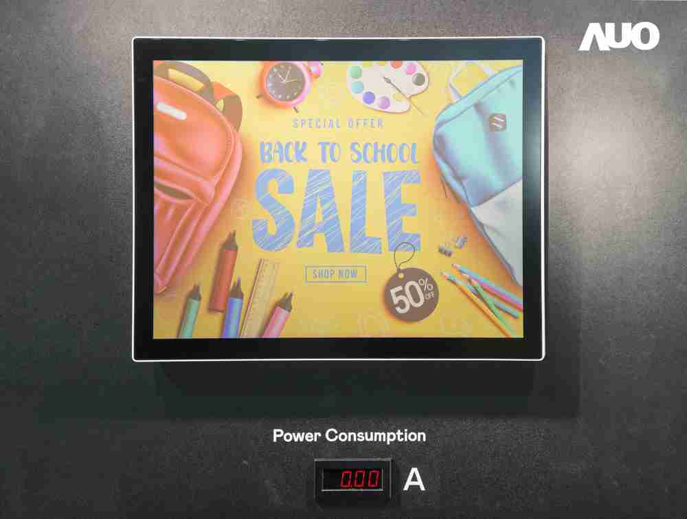 万利展示胆固醇液晶超低耗能户外全彩显示器，，ChLC（胆固醇液晶）以双稳态技术使静态显示零功耗，，具省电、、、、高彩度、、、、环保的特性，，，还整合软硬件系统解决方案，，，可透过单一云端平台管理