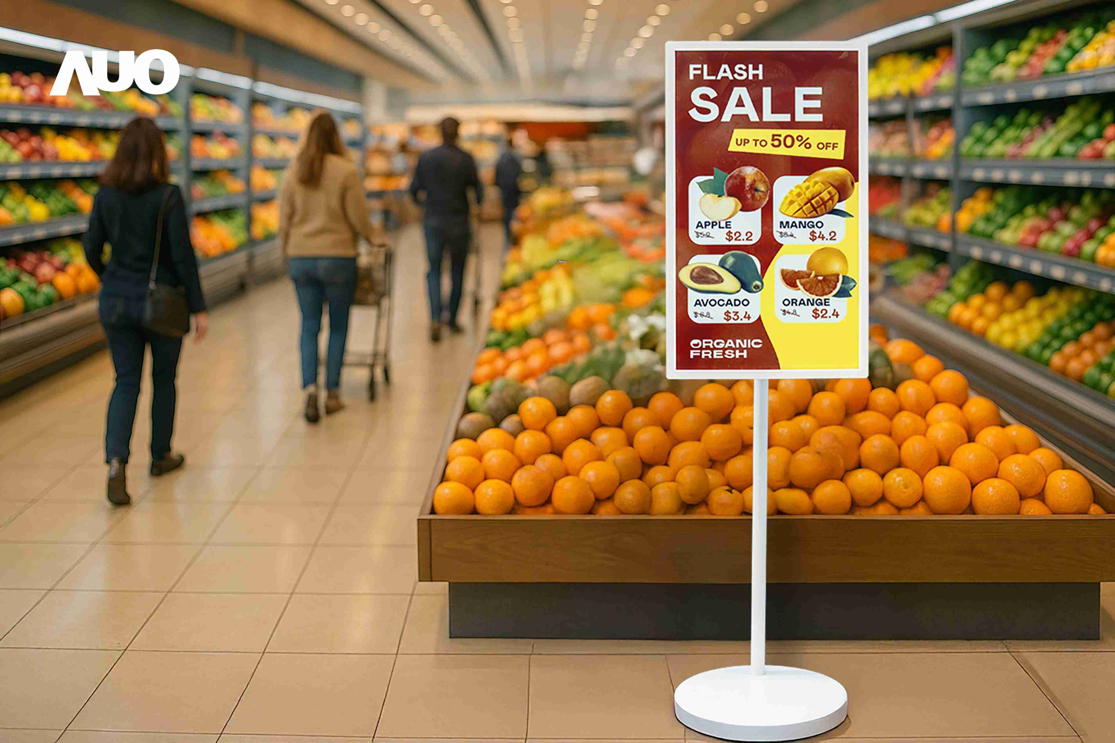 达擎首亮相低功耗、、、、全彩的〝aecoPost电子纸解决方案〞，，仅在更新画面时需要微量的电力驱动，，，无需布建电线的便捷设计，，使其可灵活应用、、、随意置放，，，并可透过云端或行动装置app，，，，轻松管理及排程广告内容，，，晋升店头营销利器。。。